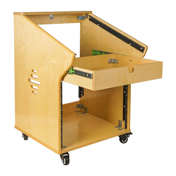 SDRK-M11X8 | 8U Wood Studio Rack w/ 11U Mixer Top, 2U Drawer
