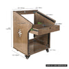 Sound Town SDRK-M11X8B | DIY Studio Rack with 11U Slant Mixer Top, 8U Front, 2U Drawer, Rubber Feet, Casters, Baltic Plywood, Weathered Brown - Size and Dimensions