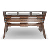Sound Town SDRK-PF60 | Studio Workstation Desk with 3 x 3U Rack Bays, Adjustable Top Shelf, Slide-Out Controller Keyboard Tray, Plywood, Weathered Brown-Back View