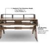 Sound Town SDRK-PF60 | Studio Workstation Desk with 3 x 3U Rack Bays, Adjustable Top Shelf, Slide-Out Controller Keyboard Tray, Plywood, Weathered Brown-Keyboard Tray Height
