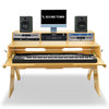 Sound Town SDRK-PF60CB | Studio Workstation Desk with 3 x 3U Rack Bays, Adjustable Top Shelf, Slide-Out Controller Keyboard Tray, Solid Carbonized Bamboo 