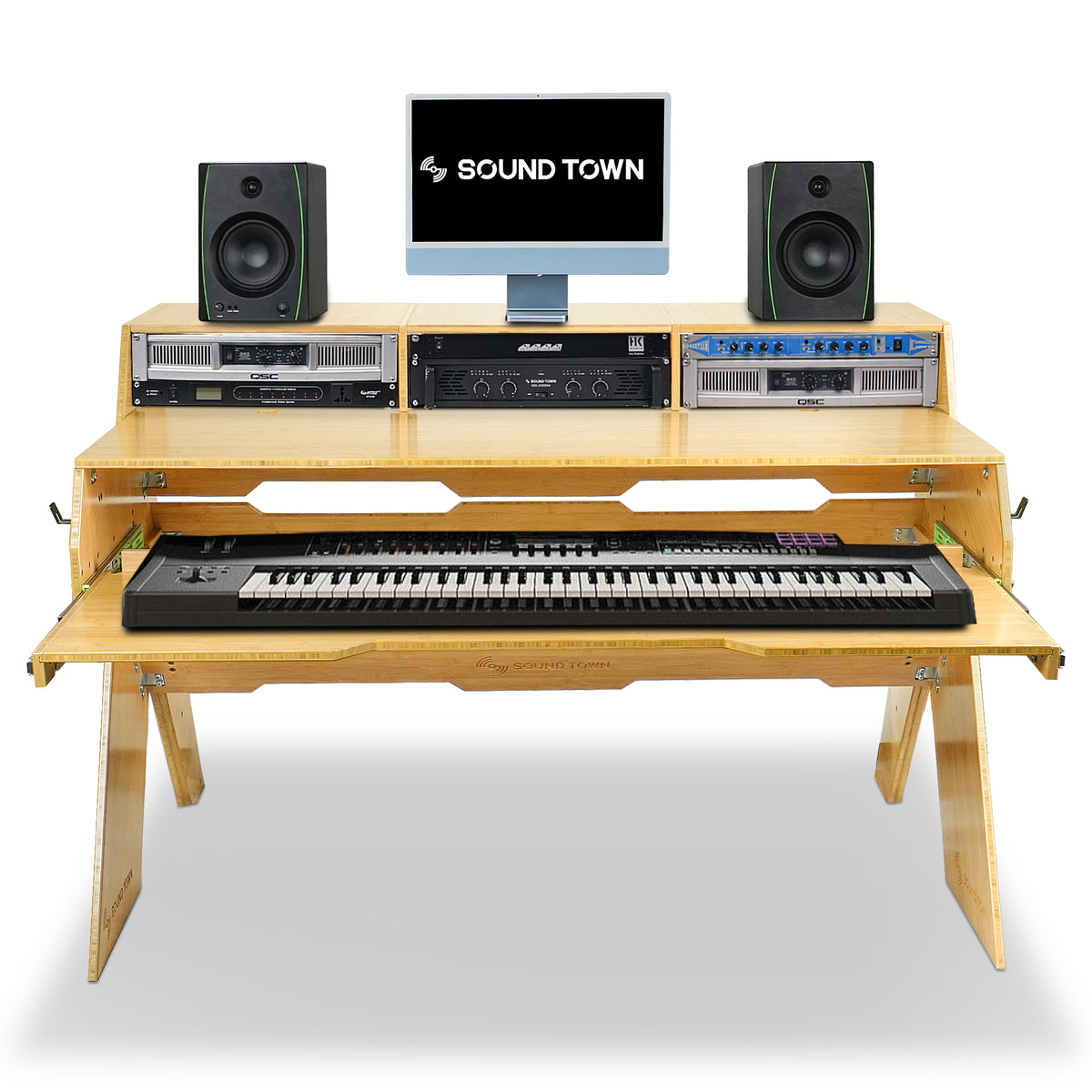 SDRK-PF60CB | Studio Workstation Desk with 3 x 3U Rack Bays, Adjustabl ...