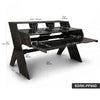 Sound Town SDRK-PF60D | Studio Workstation Desk with 3 x 3U Rack Bays, Adjustable Top Shelf, Slide-Out Controller Keyboard Tray, DIY, Plywood, Black Espresso - Size and Dimensions