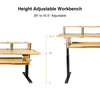 Sound Town SDRK-SD1-R | REFURBISHED: DIY Music Recording Studio Desk Workstation w/ Electric Adjustable Height, 3x4U Rack/Top Shelf, Sliding Keyboard Tray, Plywood, Golden Oak - 28.0"  minimum to 45.5" maximum height adjustable workbench