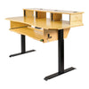 Sound Town SDRK-SD1-R | REFURBISHED: DIY Music Recording Studio Desk Workstation w/ Electric Adjustable Height, 3x4U Rack/Top Shelf, Sliding Keyboard Tray, Plywood, Golden Oak - Cable Management, Clutter-Free, Organized Workspace, Headphone Hooks