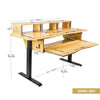 Sound Town SDRK-SD1-R | REFURBISHED: DIY Music Recording Studio Desk Workstation w/ Electric Adjustable Height, 3x4U Rack/Top Shelf, Sliding Keyboard Tray, Plywood, Golden Oak - Size and Dimensions