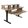 Sound Town SDRK-SD1B | DIY Music Recording Studio Desk Workstation w/ Electric Adjustable Height, 3x4U Rack/Top Shelf, Sliding Piano Keyboard Tray, Plywood, Weathered Brown - Workbench, Storage, Organization, Cable Grommets