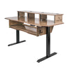 Sound Town SDRK-SD1B | DIY Music Recording Studio Desk Workstation w/ Electric Adjustable Height, 3x4U Rack/Top Shelf, Sliding Piano Keyboard Tray, Plywood, Weathered Brown - Cable Management, Clutter-Free, Sit & Stand Adjustable, Organized Workspace, Headphone Hooks