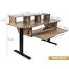 Sound Town SDRK-SD1B | DIY Music Recording Studio Desk Workstation w/ Electric Adjustable Height, 3x4U Rack/Top Shelf, Sliding Piano Keyboard Tray, Plywood, Weathered Brown -  Size and Dimensions