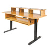 Sound Town SDRK-SD1CB | DIY Music Recording Studio Desk Workstation w/ Electric Adjustable Height, 3 x 4U Rack Space & Top Shelf, Sliding Piano Keyboard Tray, Carbonized Bamboo - Cable Management, Clutter-Free, Sit & Stand Adjustable, Organized Workspace, Headphone Hooks