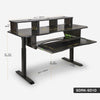 Sound Town SDRK-SD1D | DIY Music Recording Studio Desk Workstation w/ Electric Adjustable Height, 3x4U Rack, Sliding Keyboard Tray, Plywood, Black Espresso - Size and Dimensions