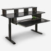 Sound Town SDRK-SD1D | DIY Music Recording Studio Desk Workstation w/ Electric Adjustable Height, 3x4U Rack, Sliding Keyboard Tray, Plywood, Black Espresso - Workbench, Storage, Organization, Cable Grommets