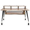 Sound Town SDRK-SDF2B | DIY Music Recording Studio Desk Workstation w/ 3x4U Rack/Top Shelf, Sliding Keyboard Tray, Plywood, Weathered Brown - Including Four Feet Levelers