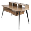 Sound Town SDRK-SDF2B | DIY Music Recording Studio Desk Workstation w/ 3x4U Rack/Top Shelf, Sliding Keyboard Tray, Plywood, Weathered Brown - Cable Management, Clutter-Free, Organized Workspace, Headphone Hooks
