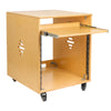 Sound Town SDRK-ST10 | 10U Space Plywood Studio Equipment Rack Desk w/ Slide-Out Tray, Rubber Feet, Casters, for Recording, Podcasts, Broadcasts, Streaming, Golden Oak - Right View