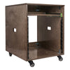 Sound Town SDRK-ST10B 10U Space Plywood Studio Equipment Rack Desk w/ Slide-Out Tray, Rubber Feet, Casters, for Recording, Podcasts, Broadcasts, Streaming, Weathered Brown - 19" Electronic Device Furniture