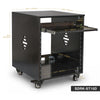 Sound Town SDRK-ST10D | 10U Side Car Studio Rack with Slide-Out Tray, Casters, Baltic Birch Plywood for Home Studio and Recording Room, Black Espresso - Size and Dimensions