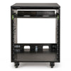 Sound Town SDRK-ST10D | 10U Side Car Studio Rack with Slide-Out Tray, Casters, Baltic Birch Plywood for Home Studio and Recording Room, Black Espresso - Front Panel