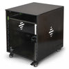 Sound Town SDRK-ST10D | 10U Side Car Studio Rack with Slide-Out Tray, Casters, Baltic Birch Plywood for Home Studio and Recording Room, Black Espresso - Left View