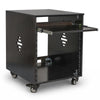 Sound Town SDRK-ST10D | 10U Side Car Studio Rack with Slide-Out Tray, Casters, Baltic Birch Plywood for Home Studio and Recording Room, Black Espresso - Right View
