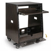 Sound Town SDRK-ST10TD | DIY Slanted 10U Studio Rack (2U Top + 8U Lower) with 2U Bottom Storage, Slide-Out Tray, Casters, Birch Plywood, Black Espresso - flip-open cover, offering convenient accessories & cables storage space