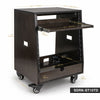 Sound Town SDRK-ST10TD | DIY Slanted 10U Studio Rack (2U Top + 8U Lower) with 2U Bottom Storage, Slide-Out Tray, Casters, Birch Plywood, Black Espresso - Size and Dimensions