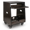 Sound Town SDRK-ST10TD | DIY Slanted 10U Studio Rack (2U Top + 8U Lower) with 2U Bottom Storage, Slide-Out Tray, Casters, Birch Plywood, Black Espresso - Right View