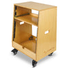 Sound Town SDRK-ST12T | DIY Slanted 12U Studio Rack (4U Top + 8U Lower), with 2U Bottom Storage, Slide-Out Tray, Caster, Plywood, Golden Oak  - 7.5-degree Slant Angled Design