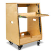 Sound Town SDRK-ST12T | DIY Slanted 12U Studio Rack (4U Top + 8U Lower), with 2U Bottom Storage, Slide-Out Tray, Caster, Plywood, Golden Oak