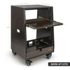 SDRK-ST12TD | DIY Slanted 12U Studio Rack (4U Top + 8U Lower), with 2U Bottom Storage, Slide-Out Tray, Casters, Birch Plywood, Black Espresso - Size and Dimensions