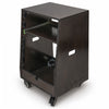SDRK-ST12TD | DIY Slanted 12U Studio Rack (4U Top + 8U Lower), with 2U Bottom Storage, Slide-Out Tray, Casters, Birch Plywood, Black Espresso - 7.5-degree Slant Angled Design