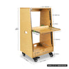 Sound Town SDRK-ST16T | DIY Slanted 16U Studio Rack (8U Top + 8U Lower), with 2U Bottom Storage, Slide-Out Tray, Caster, Plywood, Golden Oak -  Size and Dimensions 