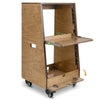 Sound Town SDRK-ST16TB | DIY Slanted 16U Studio Rack (8U Top + 8U Lower), with 2U Bottom Storage, Slide-Out Tray, Caster, Plywood, Weathered Brown - 2U bottom storage space with a flip-open cover, offering convenient storage options