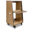 Sound Town SDRK-ST16TB | DIY Slanted 16U Studio Rack (8U Top + 8U Lower), with 2U Bottom Storage, Slide-Out Tray, Caster, Plywood, Weathered Brown