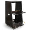 Sound Town SDRK-ST16TD | DIY Slanted 16U Studio Rack (8U Top + 8U Lower), with 2U Bottom Storage, Slide-Out Tray, Casters, Birch Plywood, Black Espresso - 2U bottom storage space with a flip-open cover, offering convenient storage options