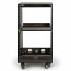 Sound Town SDRK-ST16TD | DIY Slanted 16U Studio Rack (8U Top + 8U Lower), with 2U Bottom Storage, Slide-Out Tray, Casters, Birch Plywood, Black Espresso - Front Panel