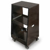 Sound Town SDRK-ST16TD | DIY Slanted 16U Studio Rack (8U Top + 8U Lower), with 2U Bottom Storage, Slide-Out Tray, Casters, Birch Plywood, Black Espresso - Left View