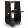 Sound Town SDRK-ST16TD | DIY Slanted 16U Studio Rack (8U Top + 8U Lower), with 2U Bottom Storage, Slide-Out Tray, Casters, Birch Plywood, Black Espresso - Right View