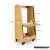 Sound Town SDRK-ST20T | DIY Slanted 20U Studio Rack (12U Top + 8U Lower), with 2U Bottom Storage, Slide-Out Tray, Caster, Plywood, Golden Oak - Size and Dimensions
