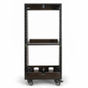 Sound Town SDRK-ST20TD | DIY Slanted 20U Studio Rack (12U Top + 8U Lower), with 2U Bottom Storage, Slide-Out Tray, Casters, Birch Plywood, Black Espresso - Front Panel