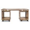 Sound Town SDRK-WS69 | DIY Music Studio Desk Workstation Furniture with 2 X 13U Side Cabinets, Two Slide-Out Trays, Casters, Plywood, Weathered Brown-Front View 