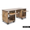 Sound Town SDRK-WS69 | DIY Music Studio Desk Workstation Furniture with 2 X 13U Side Cabinets, Two Slide-Out Trays, Casters, Plywood, Weathered Brown- Size and Dimensions