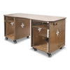 Sound Town SDRK-WS69 | DIY Music Studio Desk Workstation Furniture with 2 X 13U Side Cabinets, Two Slide-Out Trays, Casters, Plywood, Weathered Brown-Left Side 
