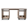 Sound Town SDRK-WS69 | DIY Music Studio Desk Workstation Furniture with 2 X 13U Side Cabinets, Two Slide-Out Trays, Casters, Plywood, Weathered Brown- Rackmount
