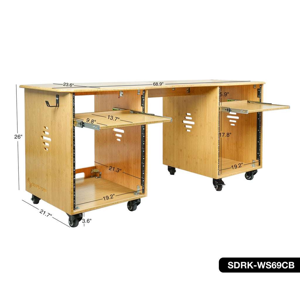 SDRK-WS69CB | Studio Desk Workstation with Dual 13U Side Rack