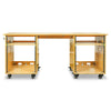 Sound Town SDRK-WS69CB | Studio Desk Workstation with Dual 13U Side Rack Cabinets, Slide-Out Trays, Casters, for Recording Rooms & Home, Solid Carbonized Bamboo - Front View 