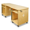 Sound Town SDRK-WS69CB | Studio Desk Workstation with Dual 13U Side Rack Cabinets, Slide-Out Trays, Casters, for Recording Rooms & Home, Solid Carbonized Bamboo - Left Side 