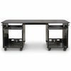 Sound Town SDRK-WS69D | DIY Studio Desk Workstation with Dual 12U Side Rack Cabinets, Slide-Out Trays, Locking Casters for Recording Rooms & Home, Black Espresso - Front Panel
