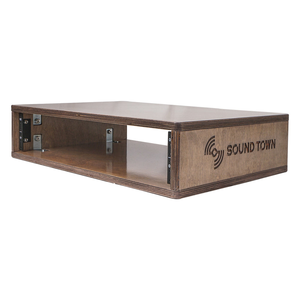 Sound Town SDRK-Y2B-R | REFURBISHED: DIY 2U Studio Rack with Baltic Birch Plywood, Weathered Gray for Recording Room, Home Studio - Straight Design, Stackable