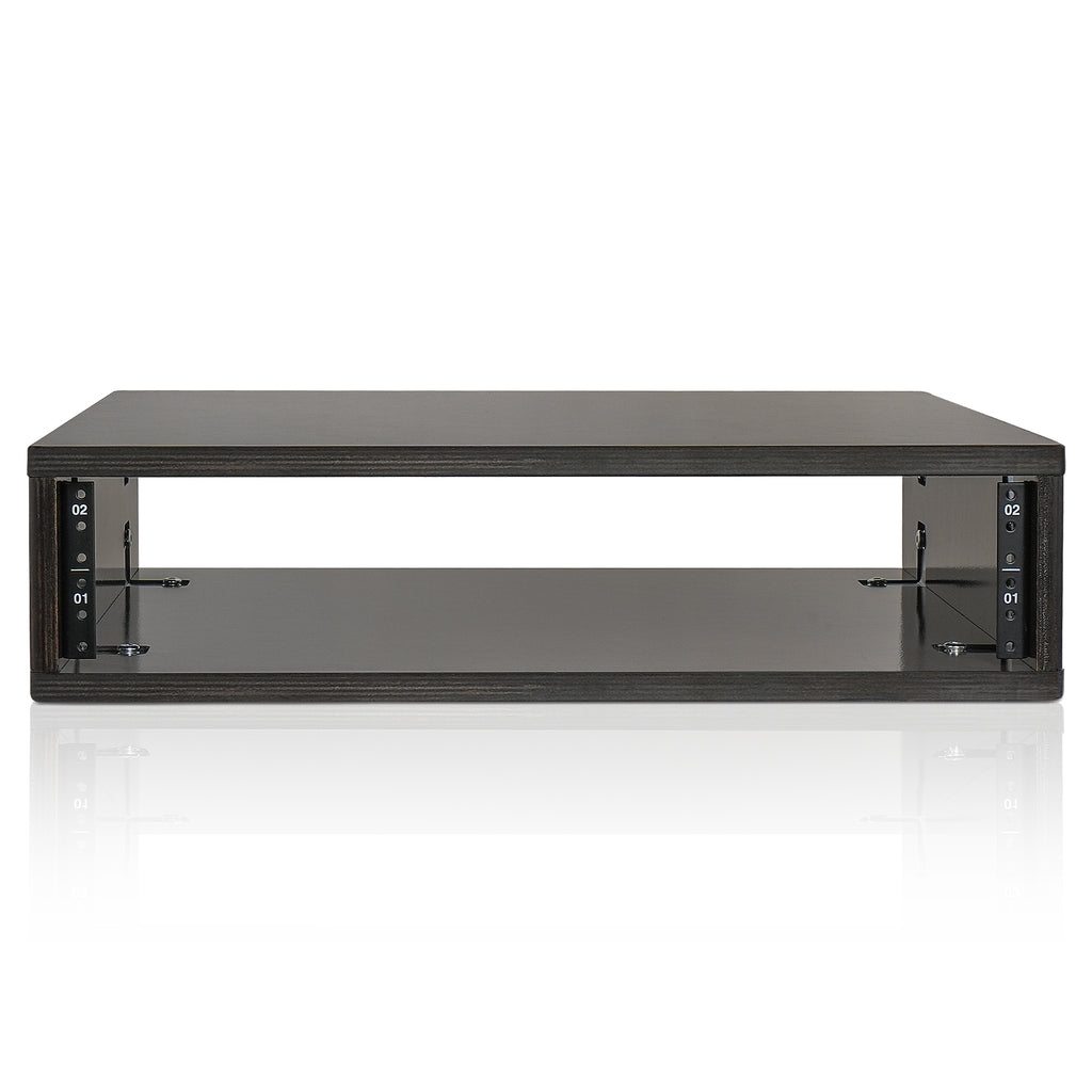 Sound Town SDRK-Y2D | DIY 2U Desktop Studio Rack for Home Studio and Recording Room, Baltic Birch Plywood, Black Espresso - Front Panel